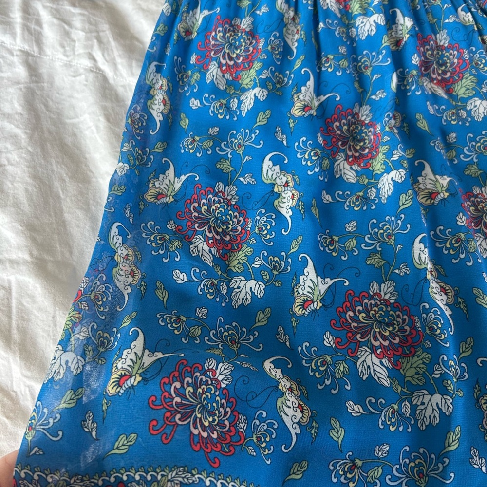 Max Studio Blue Floral A-Line Skirt - Picture 6 of 8